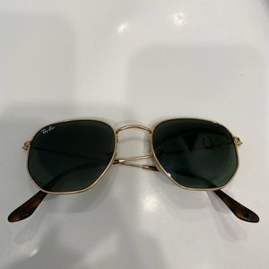Ray Ban HEXAGONAL FLAT LENSES in G-15 Green Classic with Gold Frame
